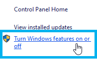 Click Turn Windows features on or off