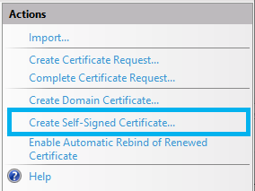Click Create Self-Signed Certificate