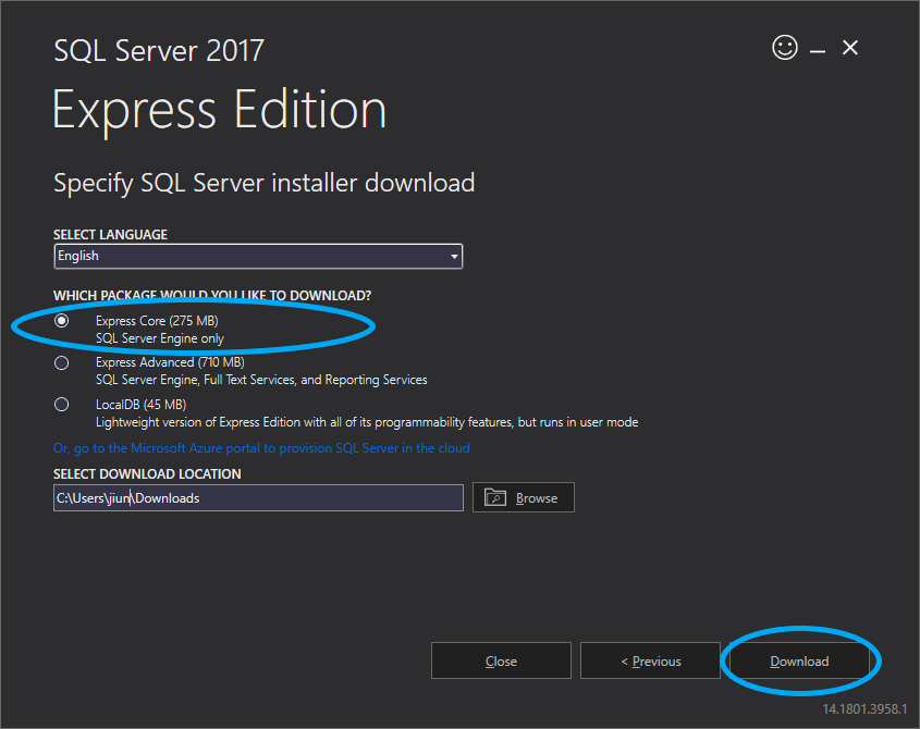 Click Express Core, and then click Download
