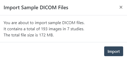 Dialog "Import Sample DICOM Files" will appear