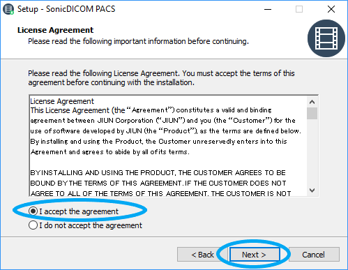 Read License Agreement and check I accept the agreement